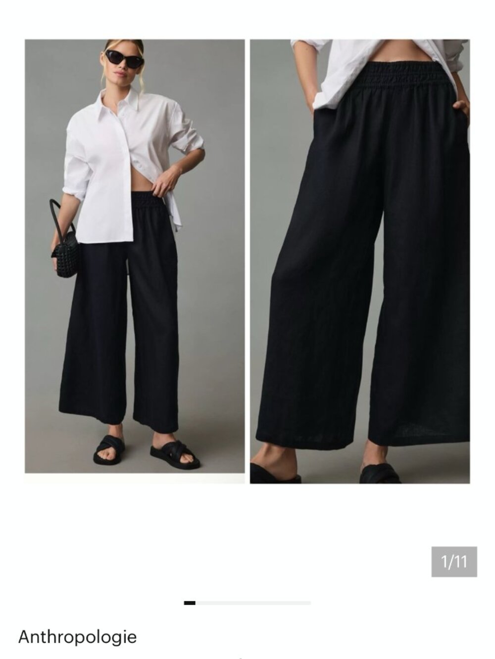 anthropologie the somerset wide leg wide leg pull on linen pants m tall